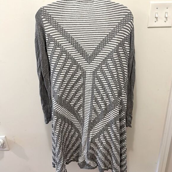 Belldini Duster Sweater Long Length Gray Stripe Light Medium M - Picture 3 of 6